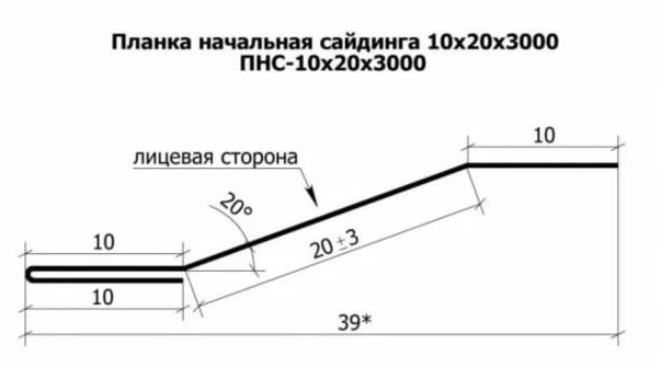 Планка начальная для сайдинга 15*15*20*10*2000 мм